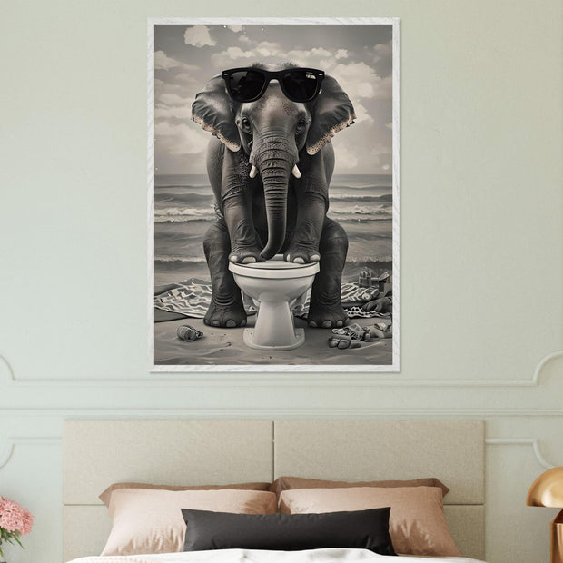 Funny Elephant Toilet Wall Art | Safari Bathroom Digital Download | Elephant in Sunglasses Printable | Jungle Nursery Humour Decor