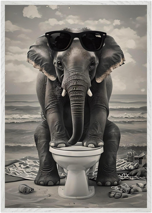 Funny Elephant Toilet Wall Art | Safari Bathroom Digital Download | Elephant in Sunglasses Printable | Jungle Nursery Humour Decor