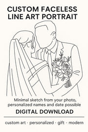 Custom Faceless Line Art Portrait | Minimalist Sketch from Photo | Digital Download