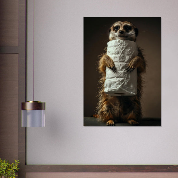 Sad Meerkat Holding Toilet Paper Printable Home Wall Art – Funny Animal Bathroom Decor – Meerkat Digital Download – Quirky Wildlife Poster