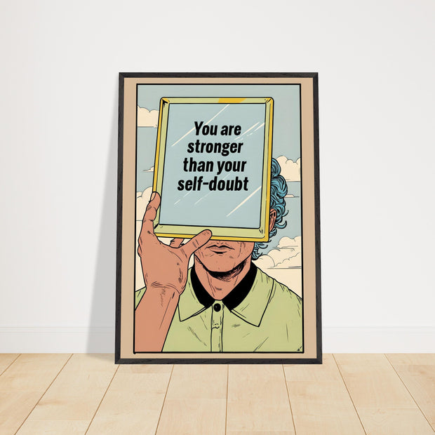 Inspirational Wall Art Printable – "Stronger Than Self-Doubt" Quote, Mental Health Digital Print
