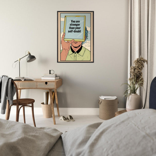 Inspirational Wall Art Printable – "Stronger Than Self-Doubt" Quote, Mental Health Digital Print