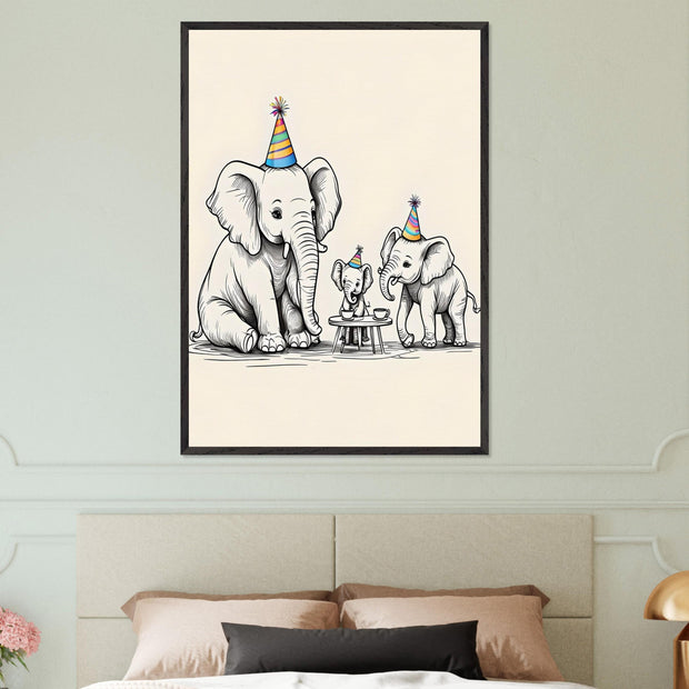 Elephant Family Tea Party Printable | Safari Nursery Wall Art | Jungle Animal Line Drawing | Digital Download