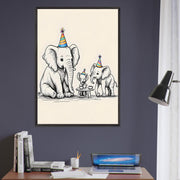 Elephant Family Tea Party Printable | Safari Nursery Wall Art | Jungle Animal Line Drawing | Digital Download