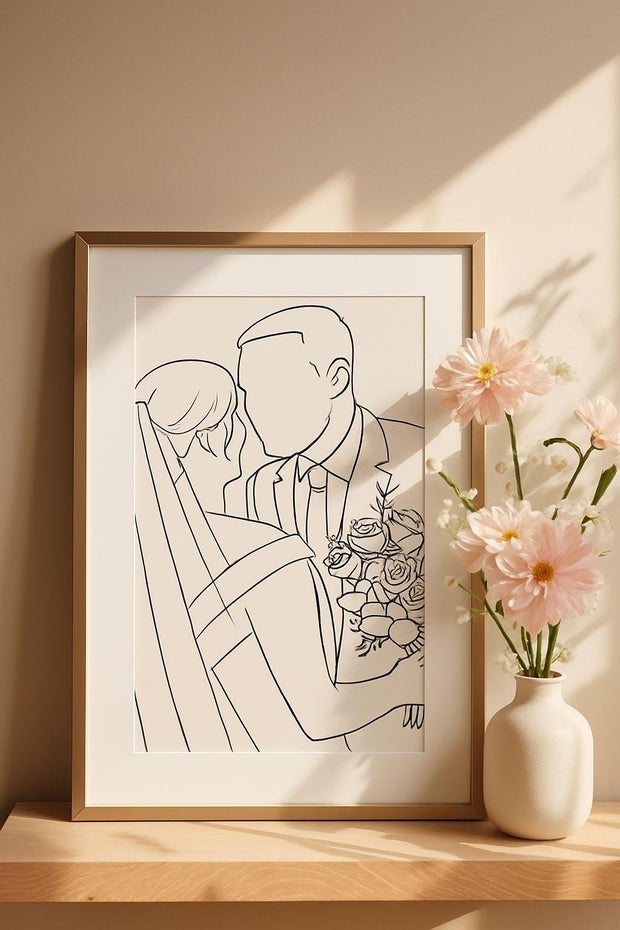Custom Faceless Line Art Portrait | Minimalist Sketch from Photo | Digital Download